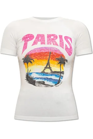 Balenciaga Top, Dame, Hvid, M, Bomuld, Printet T-shirt