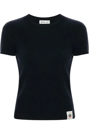 Bally Top, Dame, Blå, S, Cashmere, Cashmere Strik Crew Neck Sweater