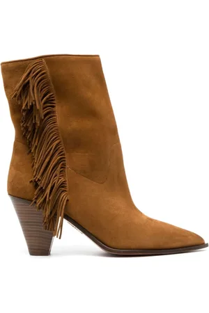 Aquazzura Sko, Dame, Brun, 37 EU, Læder, Elegante Marfa Bootie 70