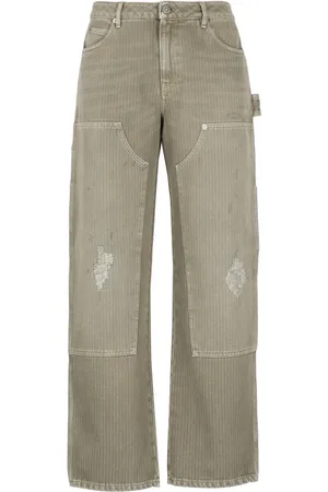 Golden Goose Bukser, Herre, Grøn, XL, Bomuld, Grønne bomuldsbukser med distressed detaljer
