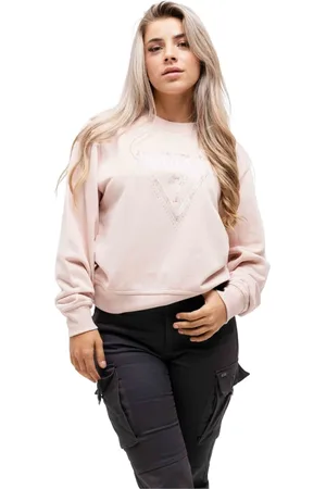Guess Sweathshirts & Hoodies, Dame, Lyserød, XS, Bomuld, Python Triangle Sweater