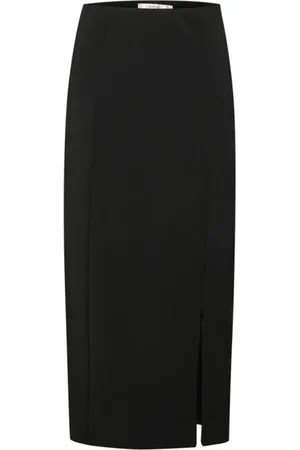Gestuz Nederdel, Dame, Sort, XL, Polyester, Classic Silhouette High Slit Skirt