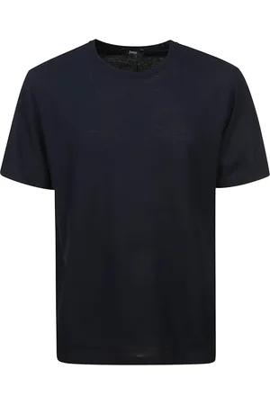 HERNO Top, Herre, Blå, L, Bomuld, Blå bomulds T-shirt med korte ærmer