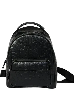 Armani Exchange Taske, Dame, Sort, ONE SIZE, Uld, Stilful Rygsæk med Sort Logoprint
