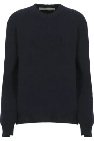 Golden Goose Strik, Dame, Blå, M, Bomuld, Blå bomulds sweater med rund hals