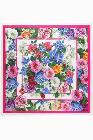 Dolce & Gabbana Tilbehør, Dame, Flerfarvet, ONE SIZE, Hvidt Tørklæde med Pink Logo Detaljer