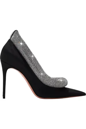 Amina Muaddi Sko, Dame, Sort, 37 1/2 EU, Satin, Yoon Pump