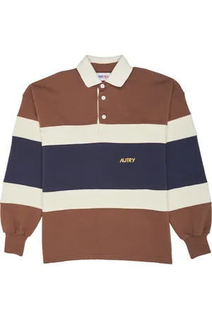 Autry Top, Herre, Brun, XL, Bomuld, Stribet Rugby Polo Shirt