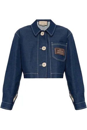 Gucci Jakke, Dame, Blå, XS, Denim, Denimjakke med logomærke