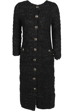Balenciaga Kjole, Dame, Sort, XS, Uld, Uld Midi Kjole med Knapper