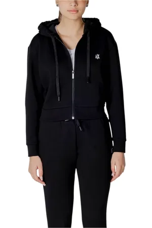 Armani Exchange Sweathshirts & Hoodies, Dame, Sort, XS, Bomuld, Hættetrøje med lynlås