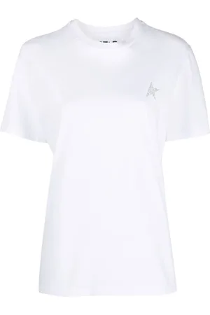 Golden Goose Top, Dame, Hvid, S, Bomuld, Star Logo Print T-shirt