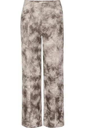 Gestuz Bukser, Dame, Grå, S, Suede, Vintage Grey Suede Straight-Leg Bukser