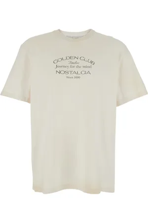 Golden Goose Top, Herre, Hvid, M, Bomuld, Hvid Logo Print Crewneck T-Shirt Bomuld