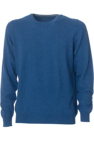 Gran Sasso Strik, Herre, Blå, L, Uld, Slim Fit Uld Cashmere Sweater