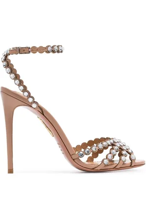 Aquazzura Sko, Dame, Lyserød, 41 EU, Satin, Very Bow Tie Crystal Sandal 105