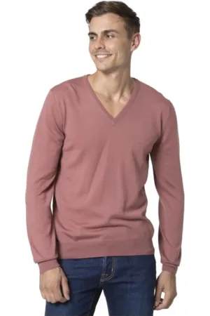 Gran Sasso Strik, Herre, Lyserød, L, Uld, V-neck Old Rose Sweater