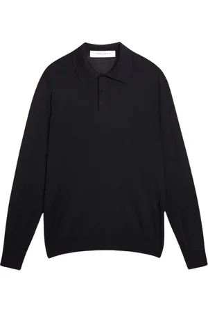 Golden Goose Strik, Herre, Blå, L, Uld, Navy Strik Polo Langærmet