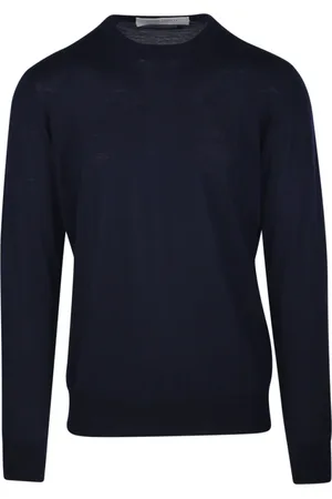 Golden Goose Strik, Herre, Blå, M, Uld, Regular strikket sweater med rund hals