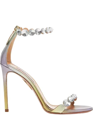 Aquazzura Sko, Dame, Gul, 39 EU, Uld, Sandaler med krystalbesætning og høje hæle