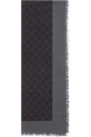 Gucci Tilbehør, Dame, Sort, ONE SIZE, Uld, Monogram Stripet Halstørklæde