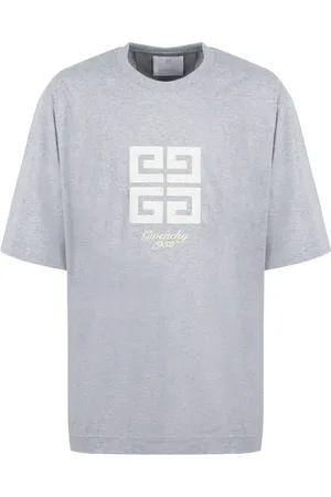 Givenchy Top, Herre, Grå, L, Bomuld, Ribstrikket T-shirt med Rund Hals i Bomuld
