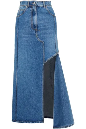 Alexander McQueen Nederdel, Dame, Blå, S, Denim, Blå Denim Midi Nederdel med Udskæringer