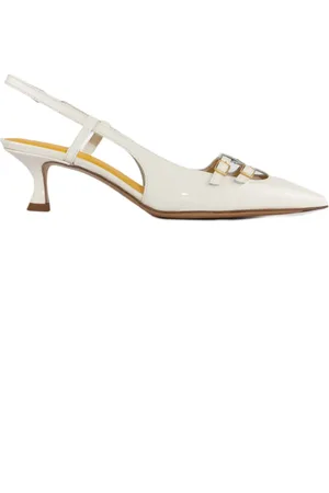 MARA BINI Sko, Dame, Hvid, 38 1/2 EU, Læder, Hvide Patentlæder Slingback Sandaler