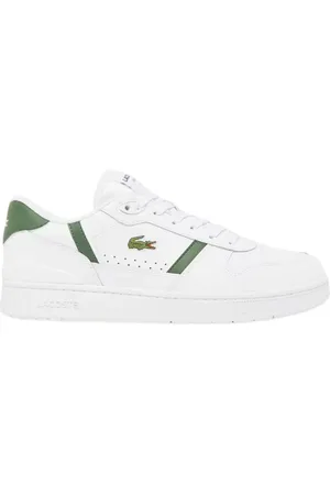 Lacoste Sko, Herre, Hvid, 46 EU, Læder, Klassiske T-Clip Sneakers Hvid/Grøn