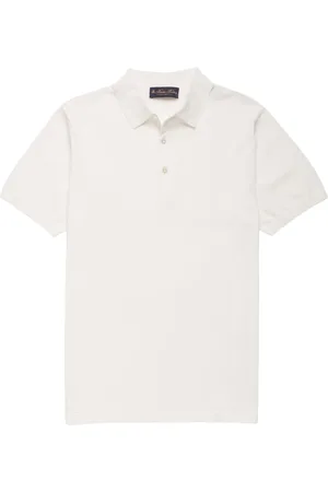 Brooks Brothers Top, Herre, Hvid, M, Bomuld, Makò Bomulds Polo Shirt