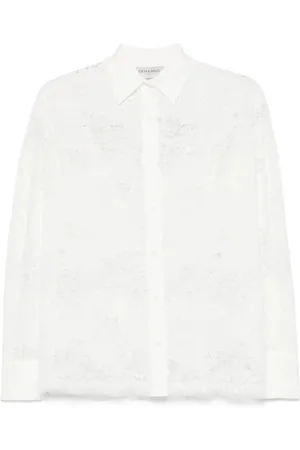 ERMANNO SCERVINO Bluser & Skjorter, Dame, Hvid, S, Blonde Langærmet Skjorte