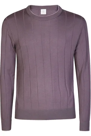 ELEVENTY Strik, Herre, Lilla, XL, Uld, Merino Uld Rund Hals Sweater