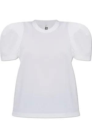 Comme des Garçons Top, Dame, Hvid, M, Bomuld, T-shirt med dekorative ærmer