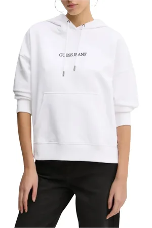 Guess Sweathshirts & Hoodies, Dame, Hvid, L, Bomuld, Hættetrøje med broderi
