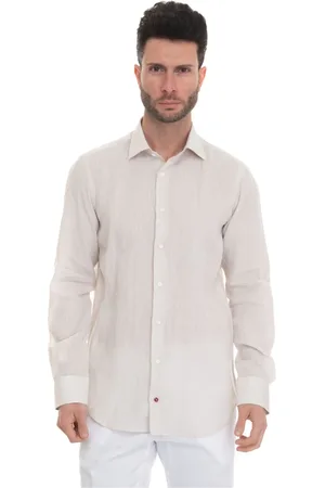 Carrel Skjorte, Herre, , 2XL, Linned, Linnedskjorte Kjolehals Italia