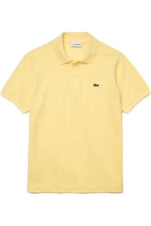 Lacoste Top, Herre, Gul, 2XL, Bomuld, Gul Poloshirt Ribbet Krave