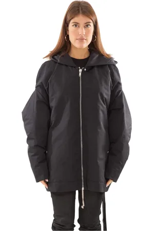 Rick Owens Jakke, Dame, Sort, XS, Bomuld, Hooded Peter Parka