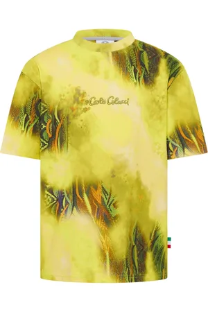 Carlo Colucci Top, Herre, Gul, M, Dynamisk Strik Oversize T-Shirt