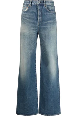 Saint Laurent Jeans, Dame, Blå, W29, Bomuld, Loose-Fit Bootcut Jeans