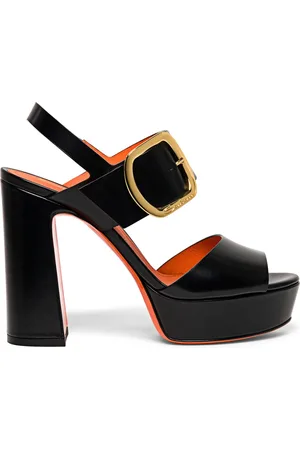 santoni Sko, Dame, Sort, 37 1/2 EU, Læder, Chic Læder Sandal med Høj Hæl