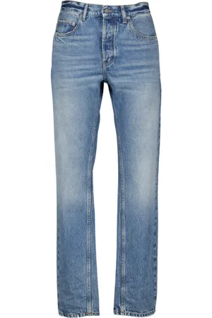 Saint Laurent Jeans, Herre, Blå, W29, Bomuld, Baggy Jeans Straight Cut Blå Vasket