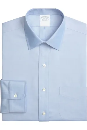 Brooks Brothers Skjorte, Herre, Blå, 2XL, Bomuld, Lyseblå Slim Fit Non-Iron Stretch Cotton Skjorte med Ainsley Krage