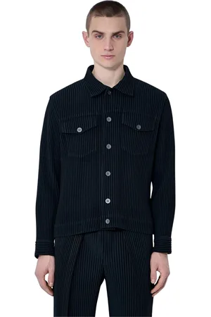 Issey Miyake Jakke, Herre, Sort, M, Uld, Plisseret uldjakke