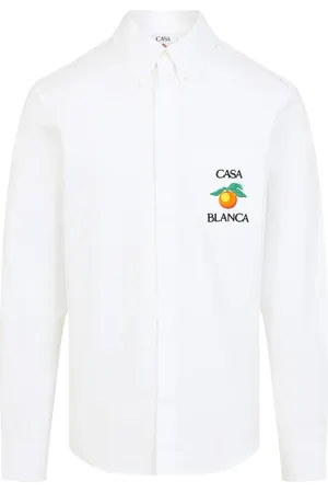 Casablanca Skjorte, Herre, Hvid, S, Bomuld, Broderet Orange Oxford Skjorte