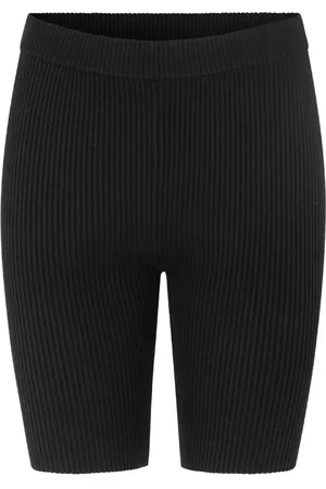 Samsøe Samsøe Shorts, Dame, Sort, L, Polyester, Ribstrikkede biker shorts