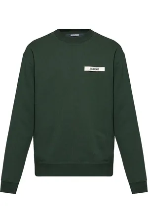 Jacquemus Sweathshirts & Hoodies, Herre, Grøn, XL, Mørkegrøn Logo Crew Neck Sweater