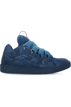Lanvin Sko, Herre, Blå, 36 EU, Bomuld, Blå Bomuld Sneakers med Herringbone Mønster