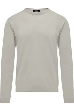 Bomboogie Strik, Herre, Grå, 2XL, Bomuld, Linned og bomuld rundhals sweater