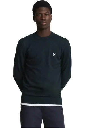 Lyle & Scott Strik, Herre, Blå, M, Uld, Merino Crew Neck Jumper