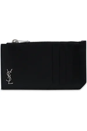 Saint Laurent Tilbehør, Herre, Sort, ONE SIZE, Læder, Branded Kortholder